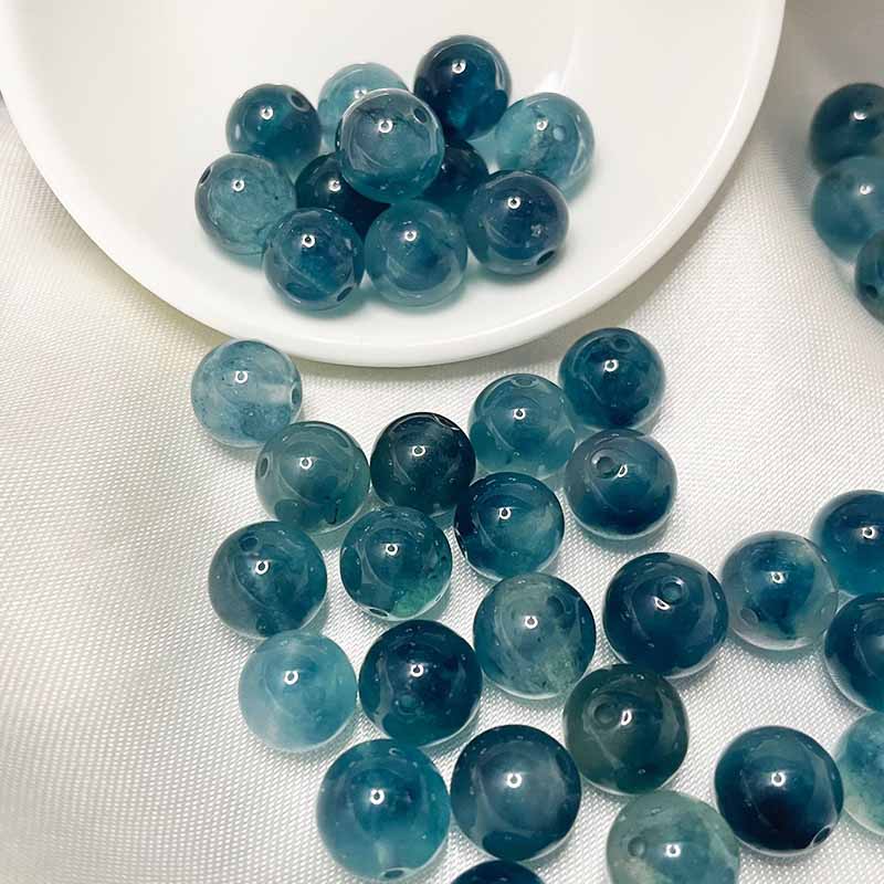 fiasrel 1bundle Icy Blue Clear Sky Frost Beads - Handmade Light Blue Glass Beads for Jewelry Crafting