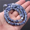 fiasrel 1bundle Blue Speckled Stone Beads – Square Spacers Irregular & Round Beads for DIY Bracelets
