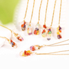 fiasrel Rainbow Stone Net Necklace Genuine Natural Crystal Chip Pendant with Handcrafted Copper Wire Wrapped Collarbone Chain