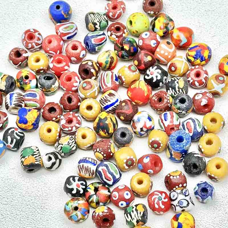 fiasrel 1bundle Barrel & Round Beads Random Mix for DIY Buddhist Prayer Jewelry, Phone Straps & Bracelets