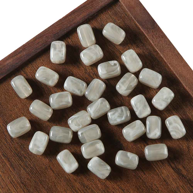fiasrel 1bundle Korean-Style Square Grain Beads Marbleized Vintage Jade Resin Beads for DIY Jewelry Making