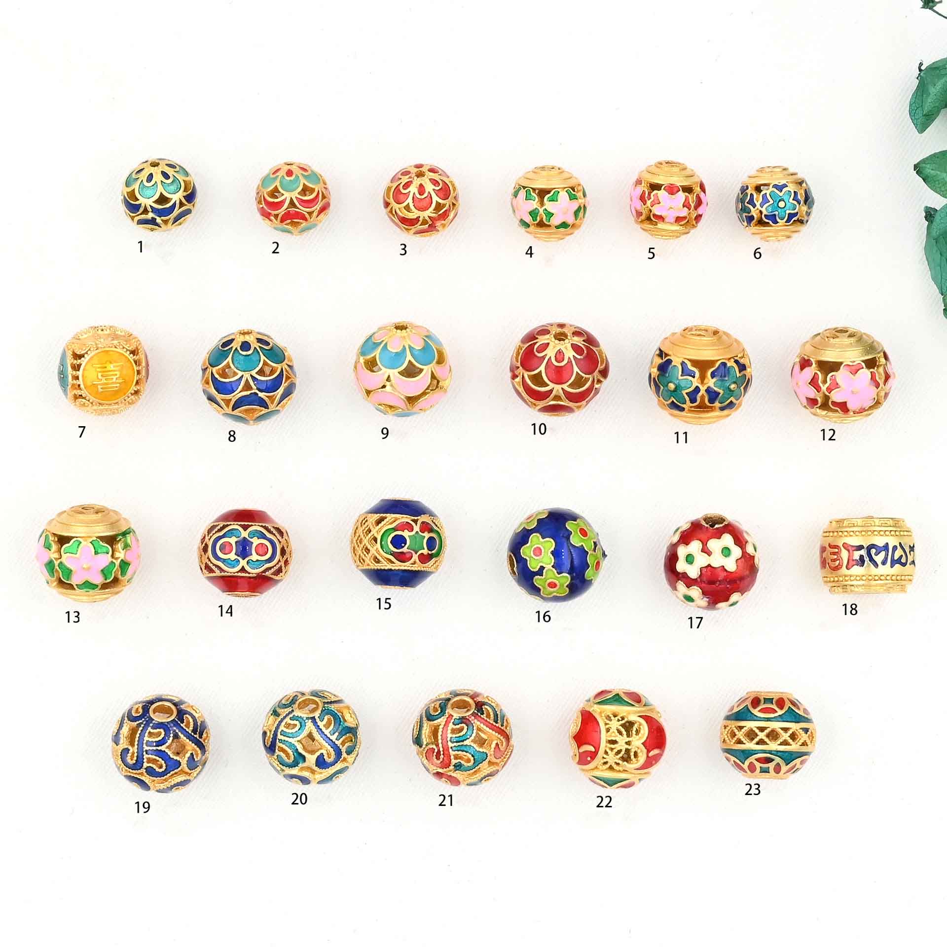 Ancient Gold-Enamel Cloisonné Beads – Hand-Painted Drip-Glaze Round & Barrel Spacer Beads with Through-Hole for DIY Necklaces/Bracelets