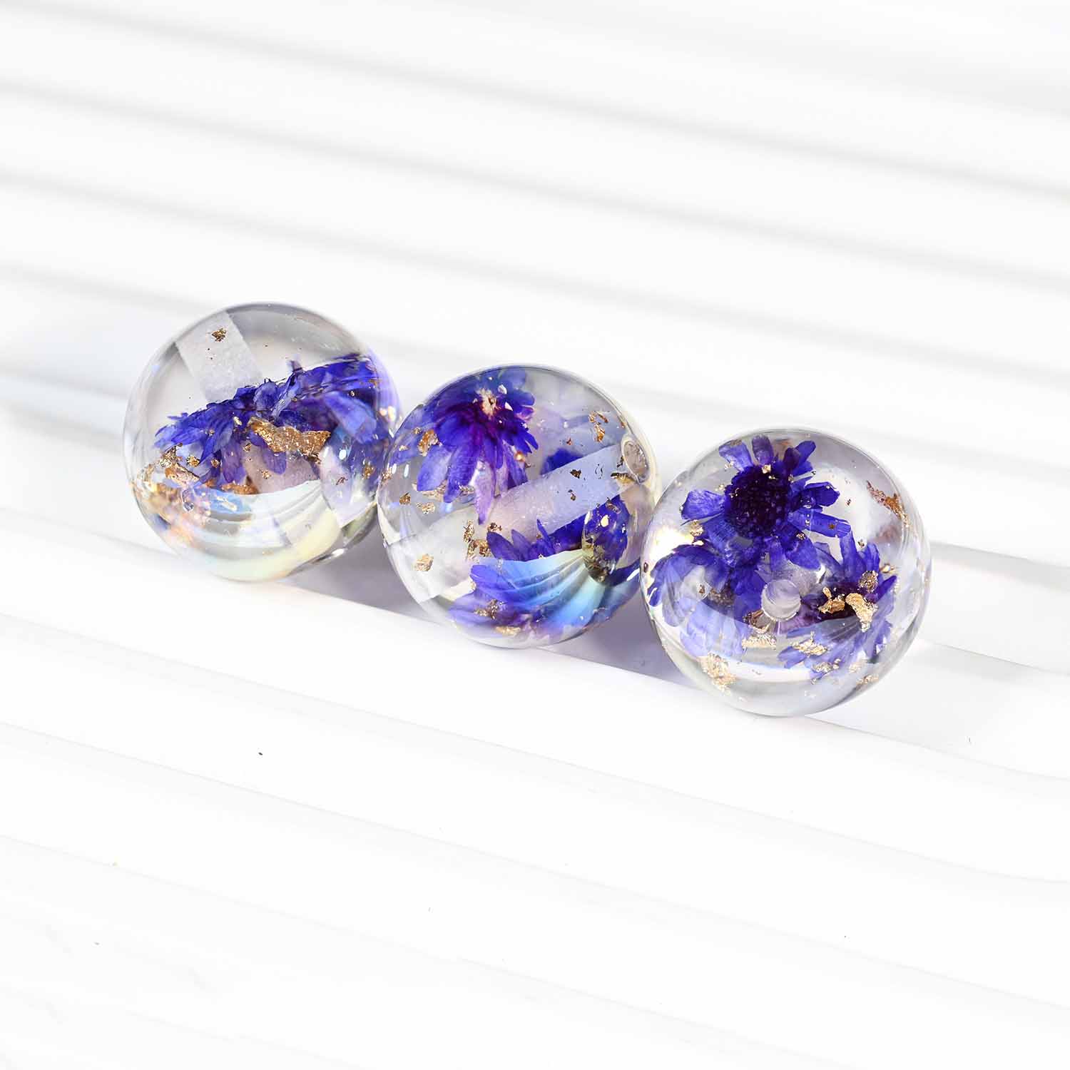 fiasrel 1bundle Heidi Golden Floral Beads – Premium Dried Flower & Gold Foil Round Beads for DIY Phone Charms & Jewelry