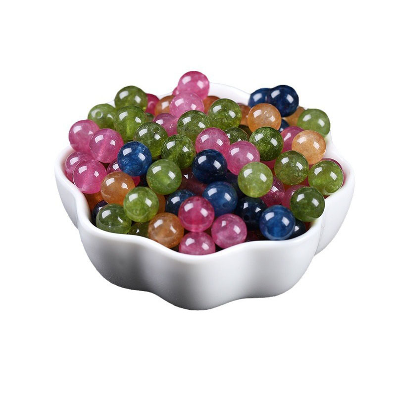 fiasrel DIY Tourmaline-Colored Chalcedony Beads for Handmade Bracelets & Necklaces