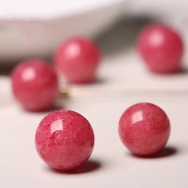 fiasrel Pink Rose Quartz Chalcedony Beads – Round DIY Loose Beads for Handmade Crystal Jewelry Bracelets 