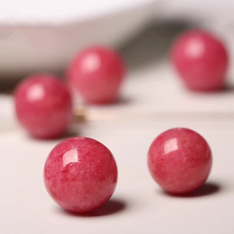 fiasrel Pink Rose Quartz Chalcedony Beads – Round DIY Loose Beads for Handmade Crystal Jewelry Bracelets 