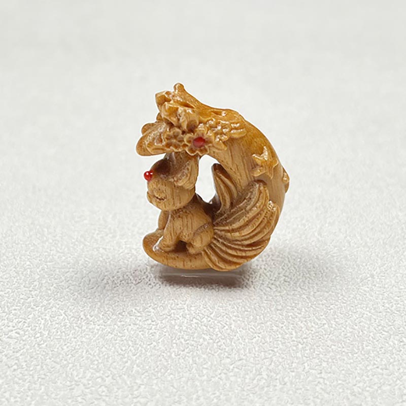 Fiasrel Peace pendant fox and elk wood carving accessories