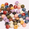 Fiasrel Hand-Carved Wooden Beads with Ethnic Patterns 