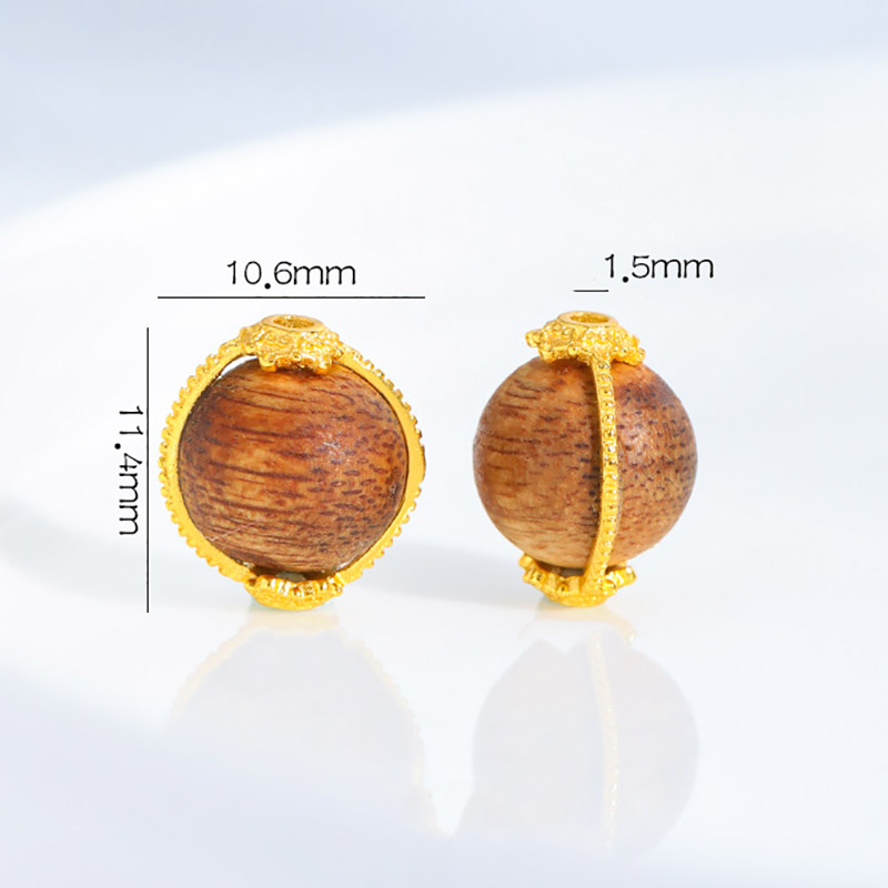 Fiasrel Sand-gold diamond-encrusted agarwood beads