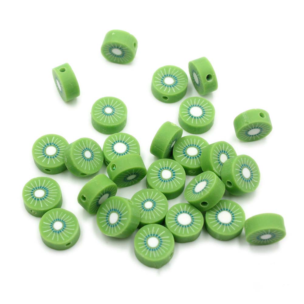 Fiasrel 1000pcs 10mm Fruit Soft clay beads - kiwi fruit