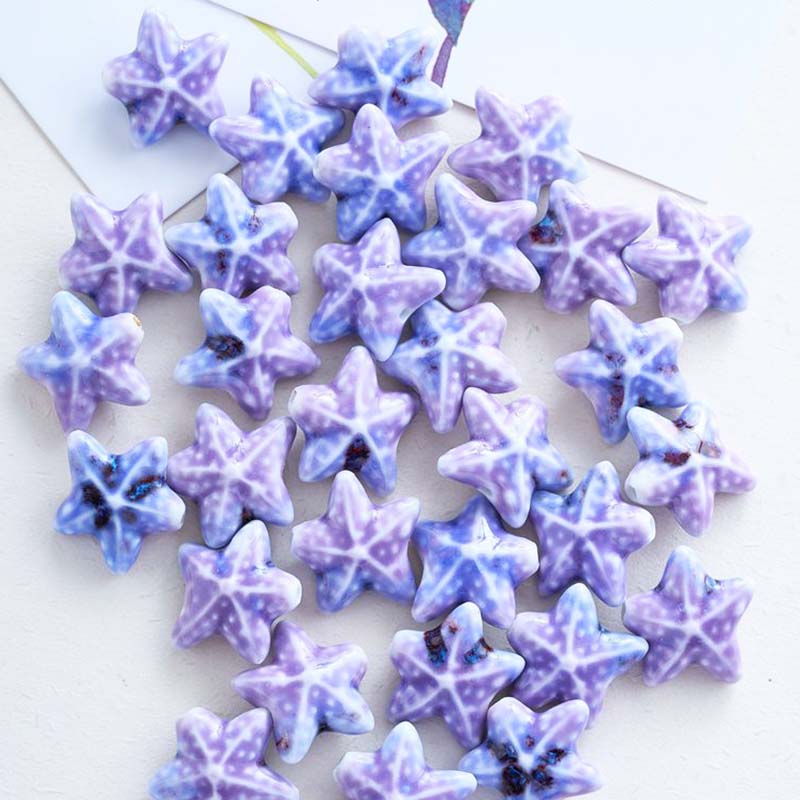 Fiasrel Printed starfish ceramic beads