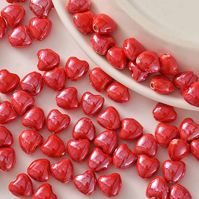 Fiasrel Cartoon heart-shaped ceramic beads