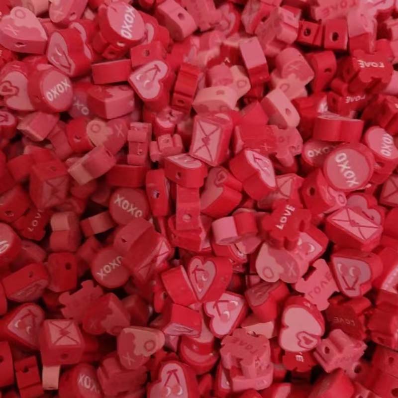 Fiasrel 1000pcs Kaleidoscope, peach heart, soft ceramic beads