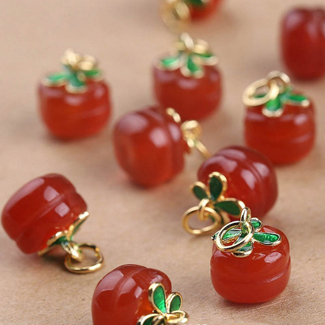 Fiasrel Red agate persimmon Drop Pendant