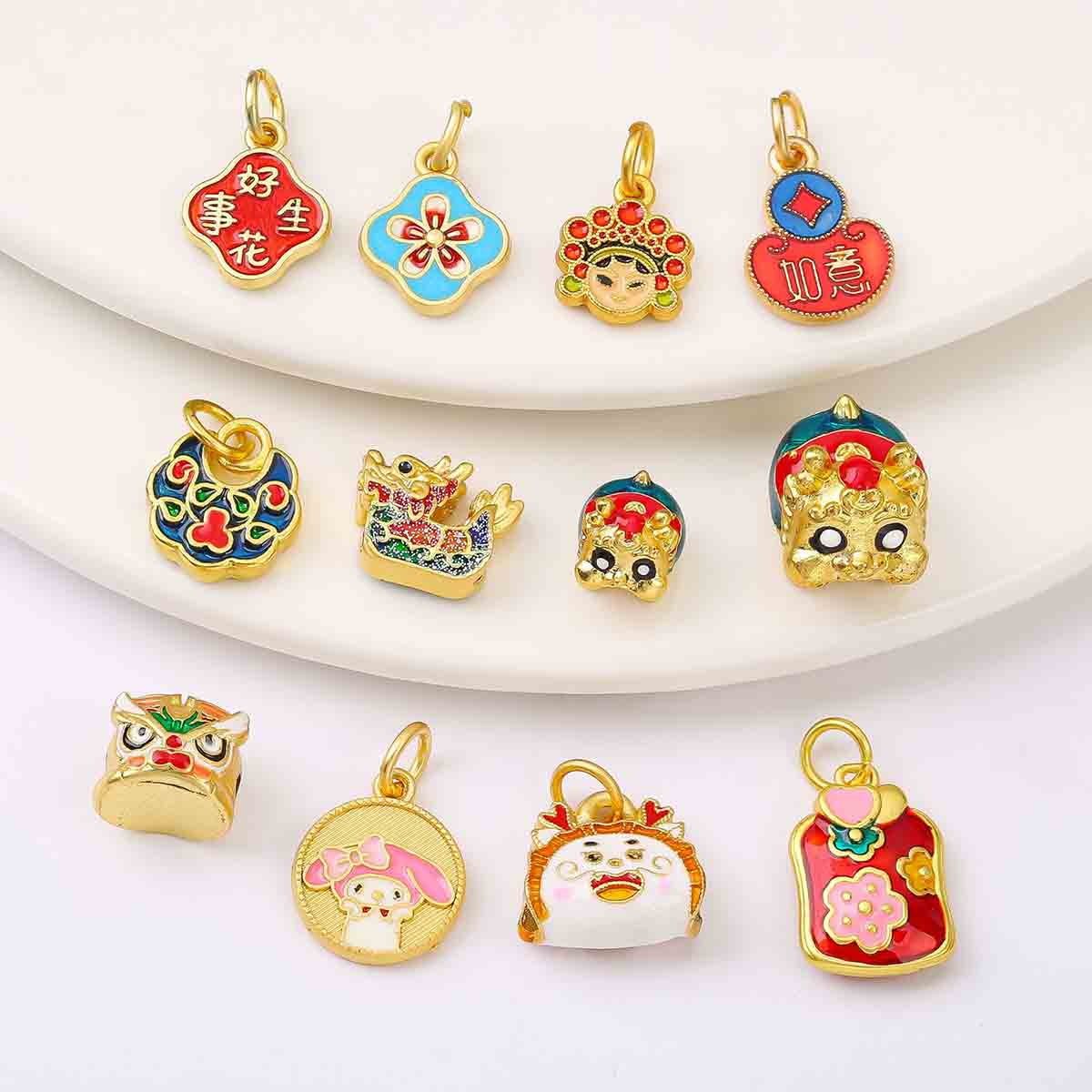 Fiasrel Dragon Boat Tiger-head Lucky bead Drop Pendant