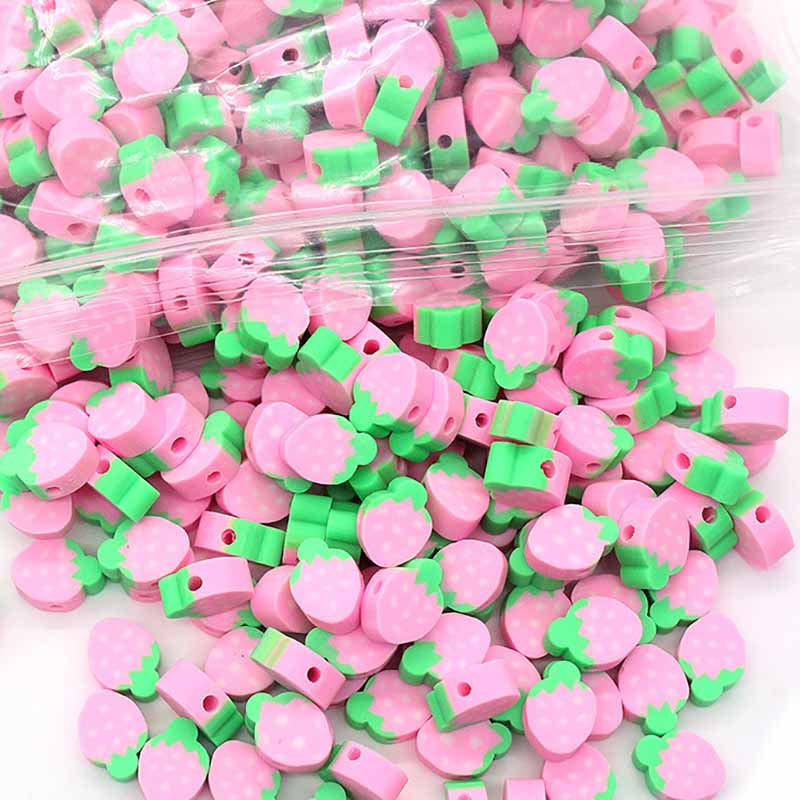 Fiasrel 1000pcs Fruit strawberry soft clay beads