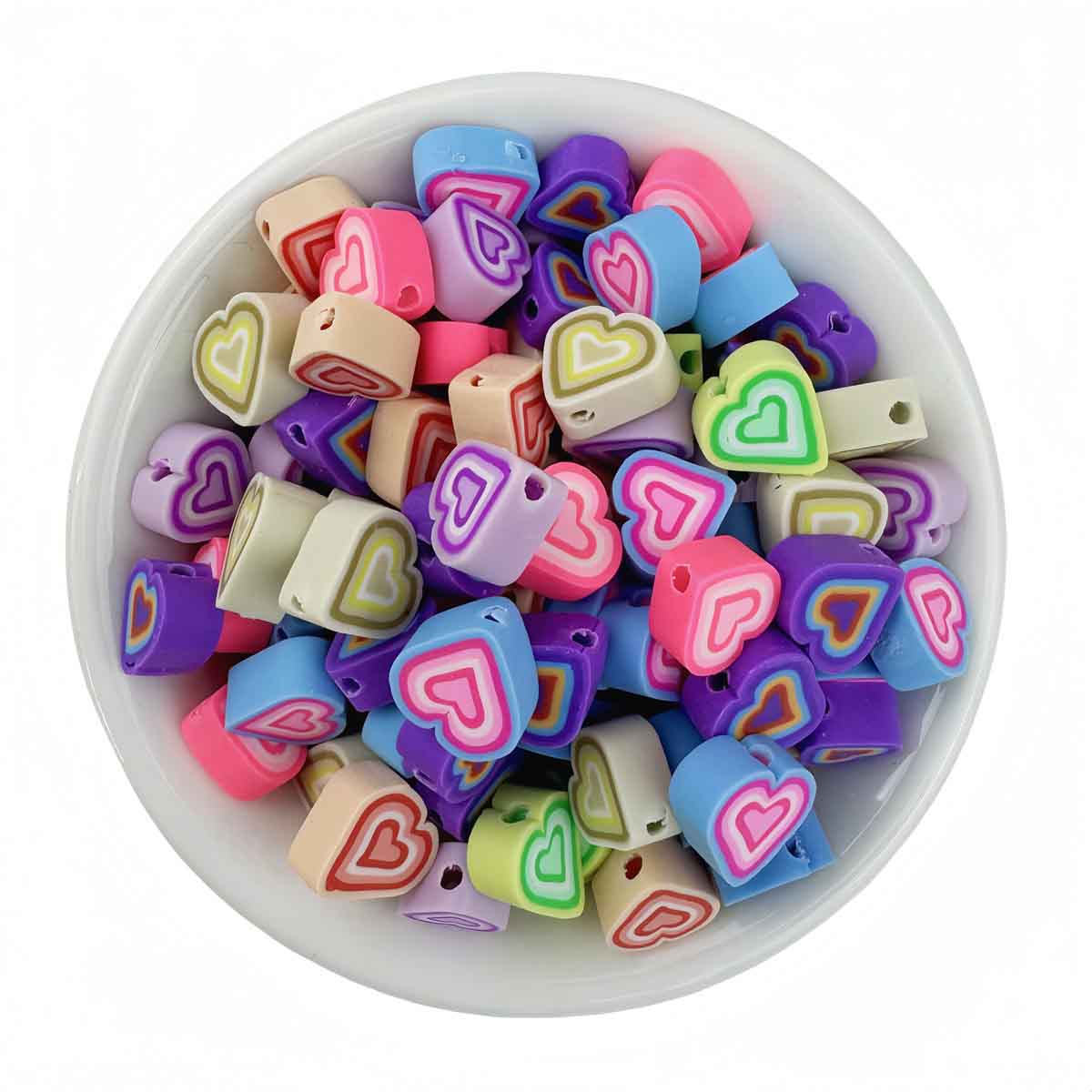 Fiasrel 10mm Mixed-color heart-shaped diy beads