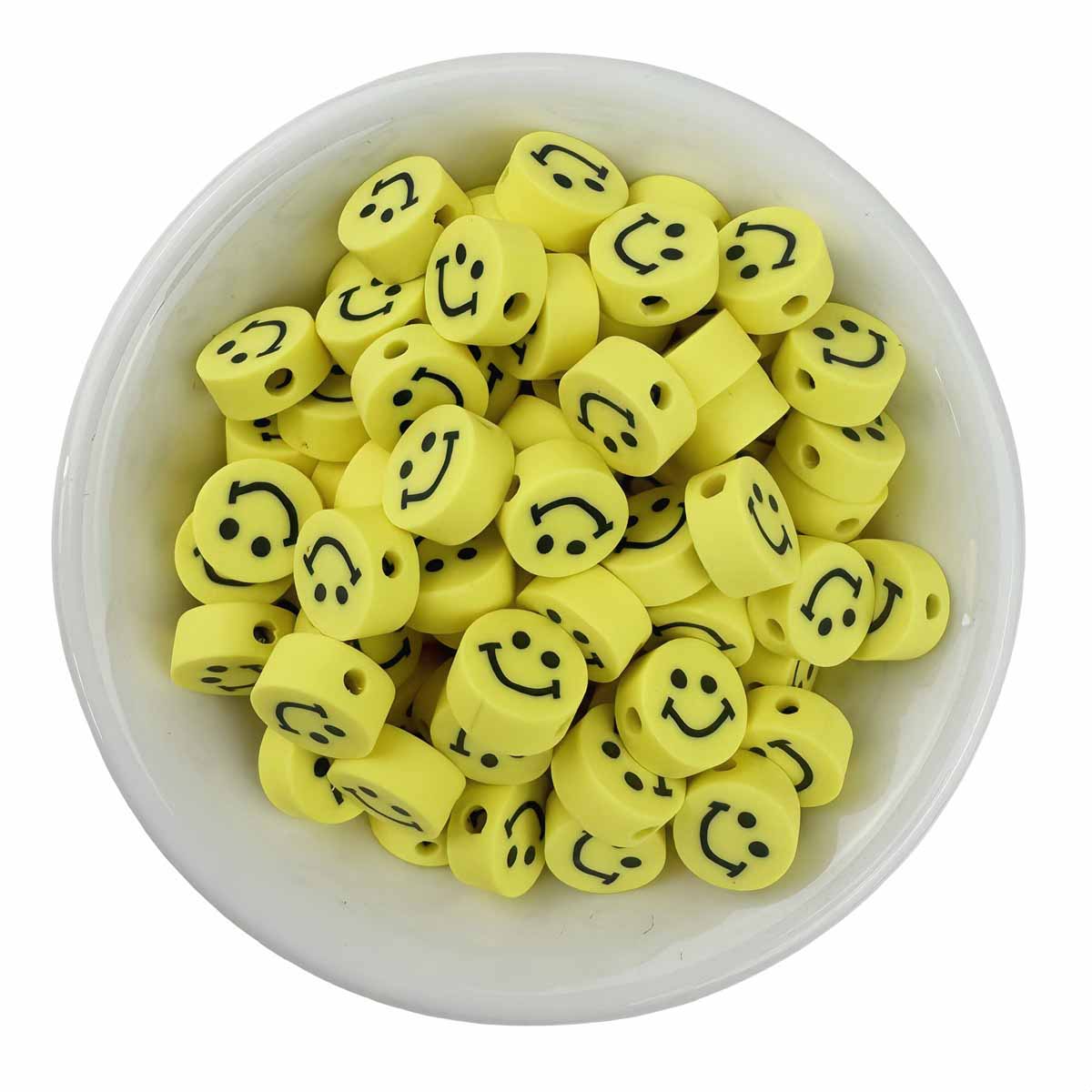 Fiasrel 10mm diy soft clay beads with mixed-color smiling faces
