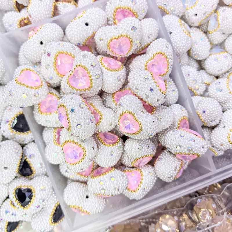 Fiasrel 5pcs Clay heart-shaped drill DIY Shamballa Beads