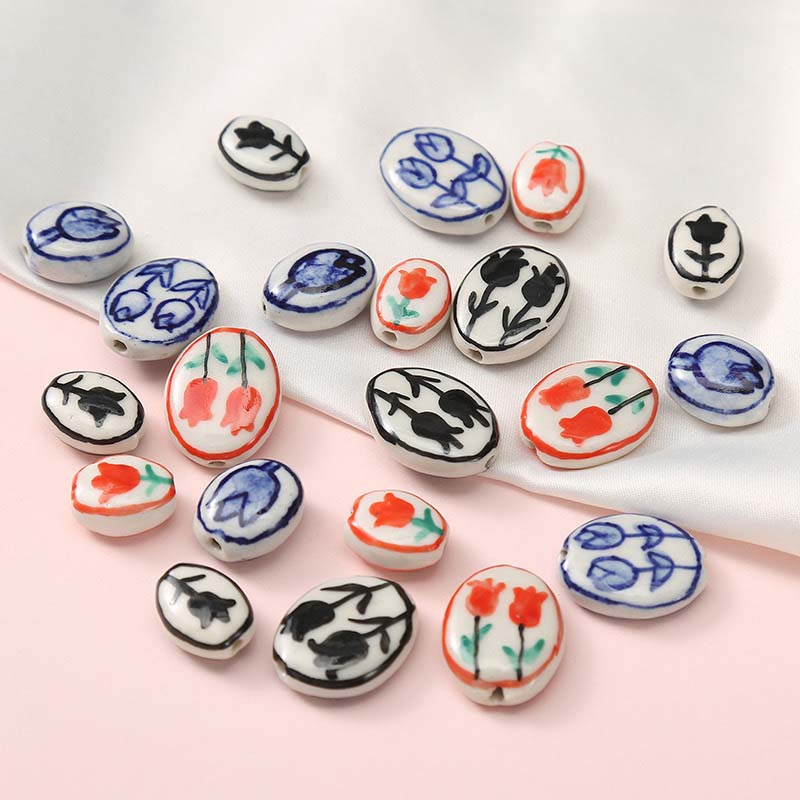 Fiasrel Hand-painted tulip ceramic beads