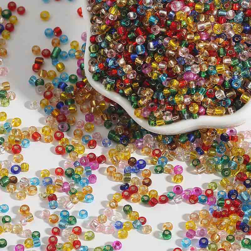 Fiasrel 15g 2-4mm Silver-Lined Glass Seed Beads