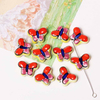 Fiasrel Red hand-painted butterfly ceramic beads