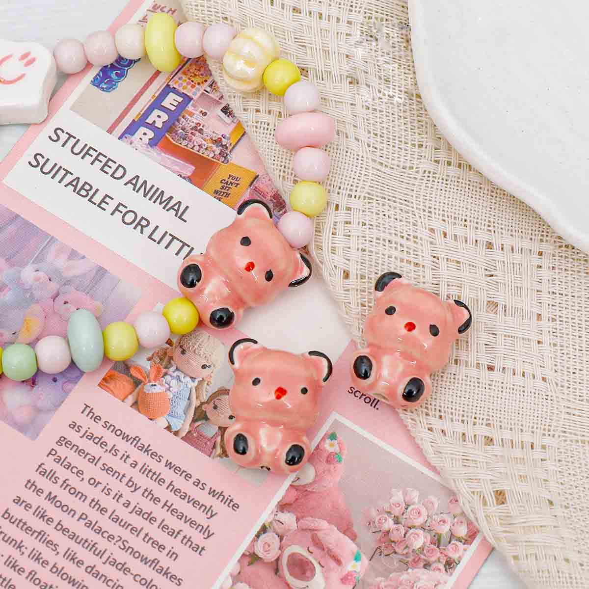 Fiasrel Cartoon hand-painted bear ceramic beads