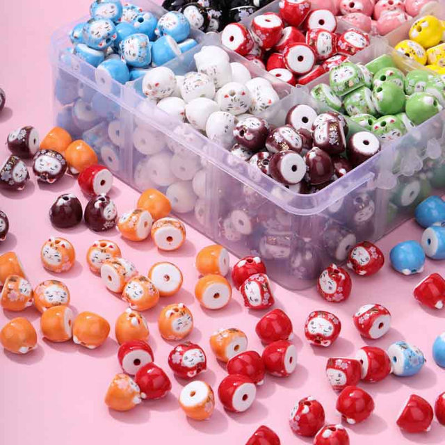 Fiasrel Maneki Neko ceramic beads