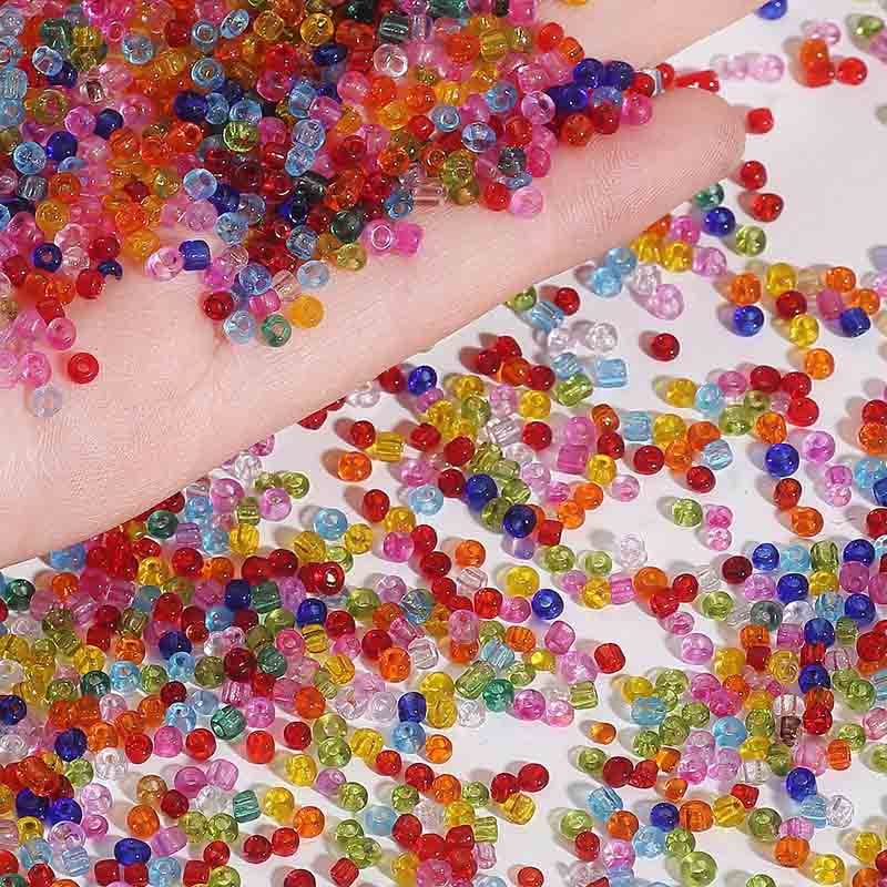 Fiasrel 2-4mmTransparent Glass Seed Beads, Loose Beads, Handmade DIY