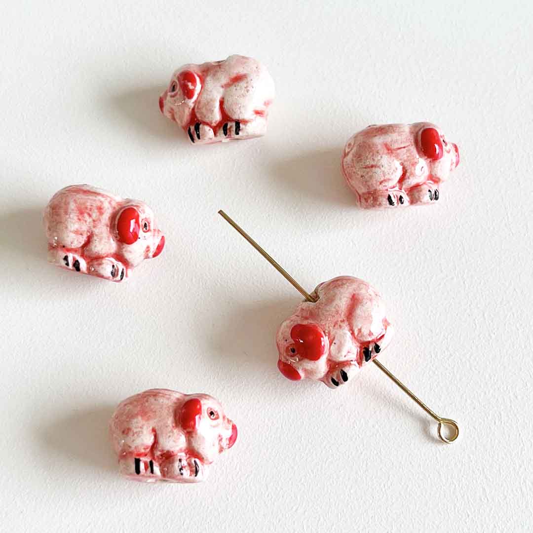Fiasrel Cute animal-painted ceramic beads