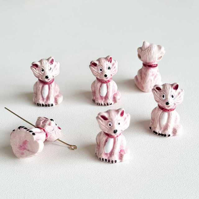 Fiasrel Cute cat-painted ceramic beads