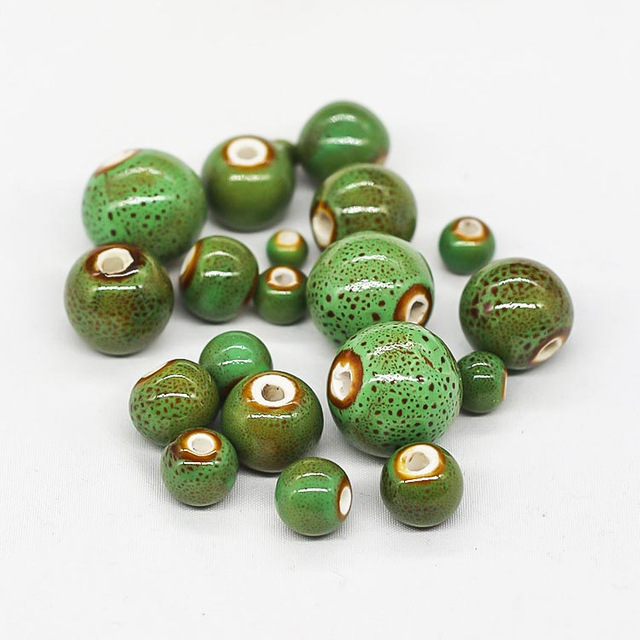 Fiasrel Flower-glazed round bead ceramic beads
