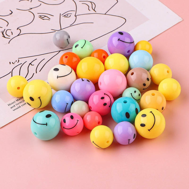 Fiasrel diy round smiley face beads