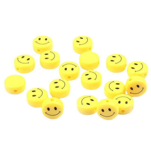 Fiasrel 6-16mm 100pcs Flat, round and flat smiling face beads