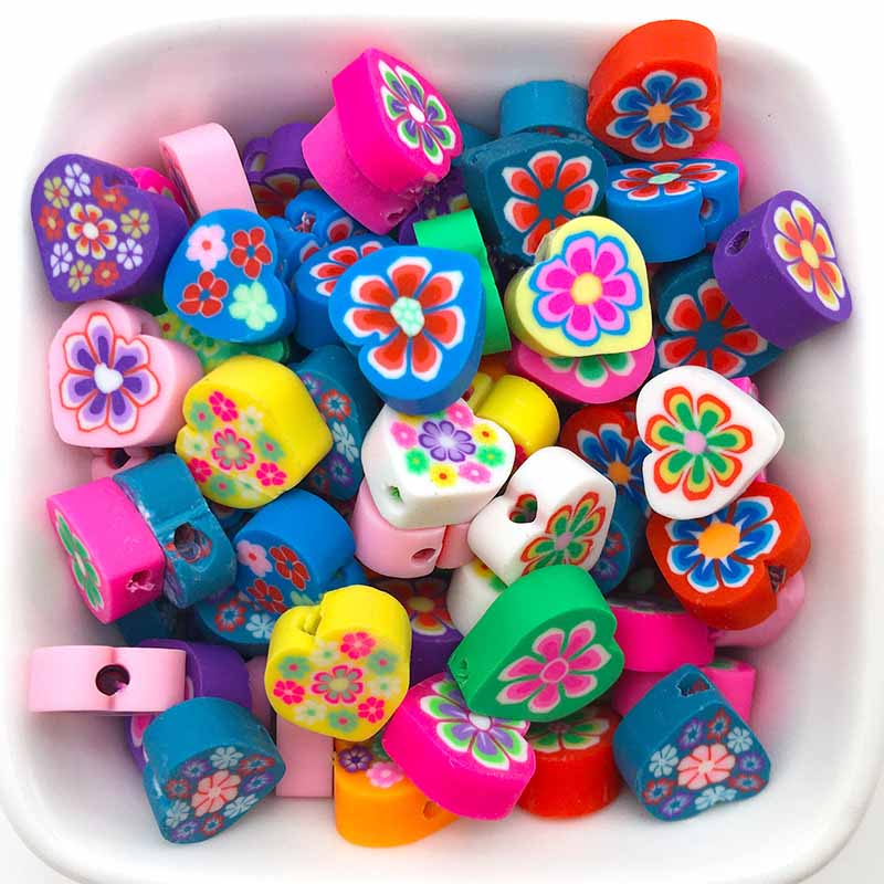 Fiasrel 100pcs Flower soft clay beads