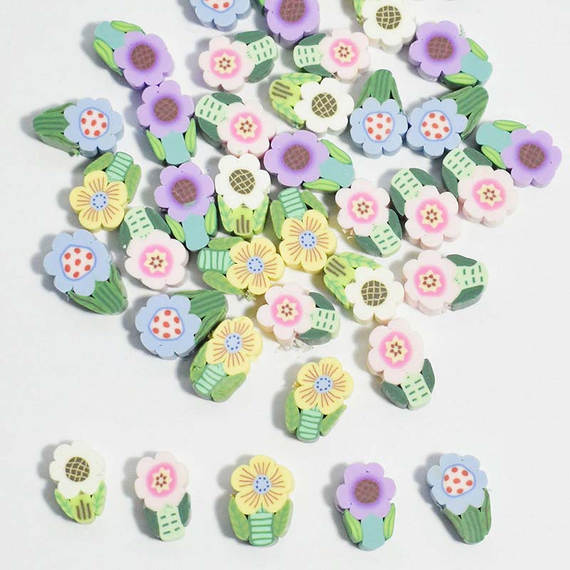 Fiasrel 100pcs Colorful wind chime flower soft clay beads