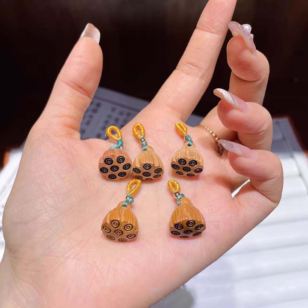 Fiasrel DIY Peach wood lotus pod pendant