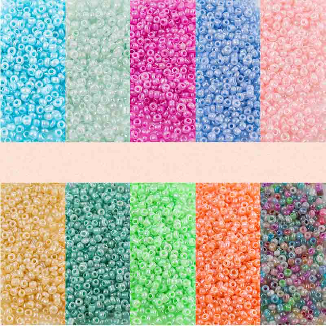 Fiasrel 2-4mm Cream-Colored Glass Seed Beads - 450g Pack of Candy-Colored 