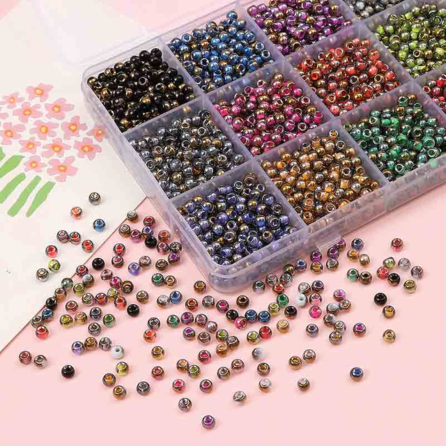 Fiasrel 4mm Gradient Gold-Colored Glass Seed Beads - Round Shiny Beads