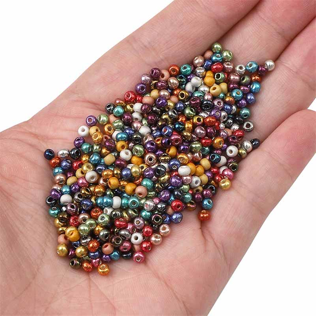 Fiasrel Glass Seed Beads & Metallic Mineral Beads Loose 