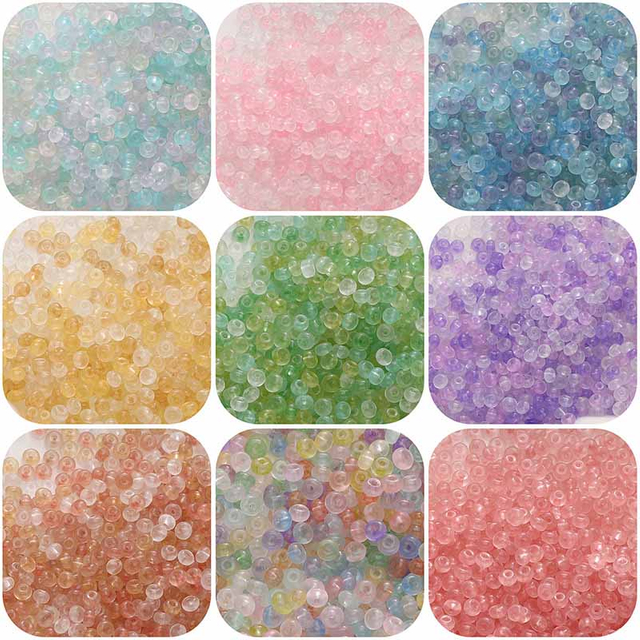 Fiasrel 2*4mm Ice-Transparent Seed Beads DIY Handmade Beading Supplies