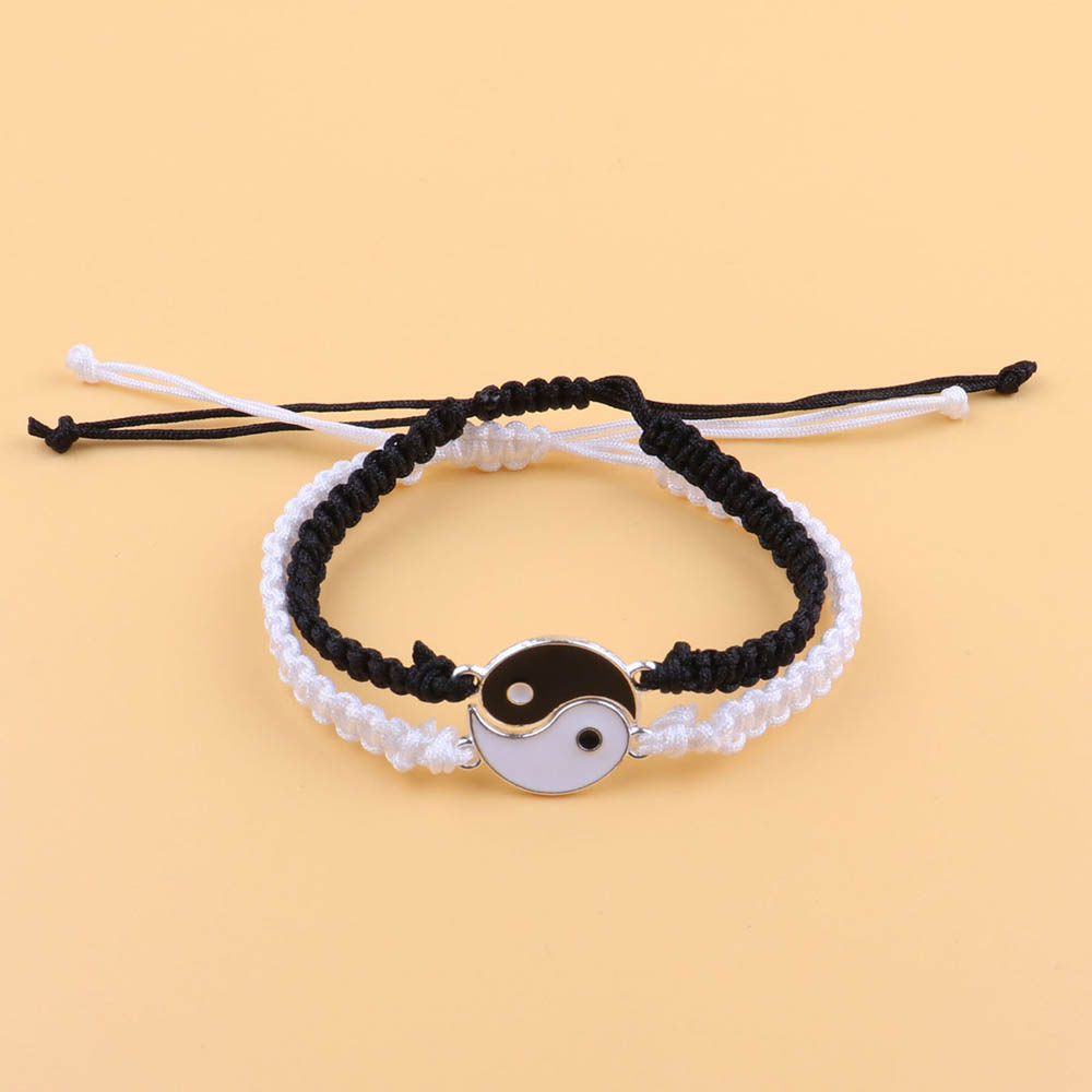 Fiasrel 5pcs Black and white simple Tai Chi Bagua bracelet