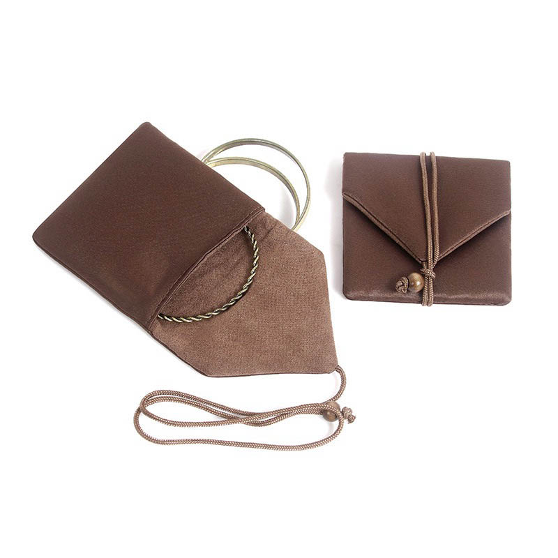 Fiasrel Jewelry drawstring bag, coffee-colored storage bag