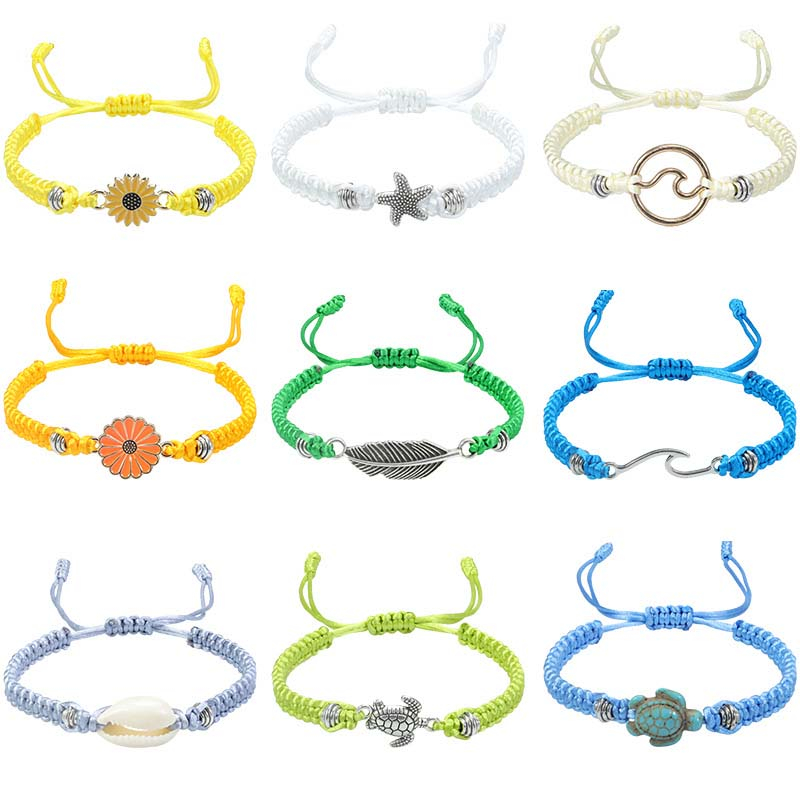 Fiasrel 2pcs Beach surfing shell bracelet