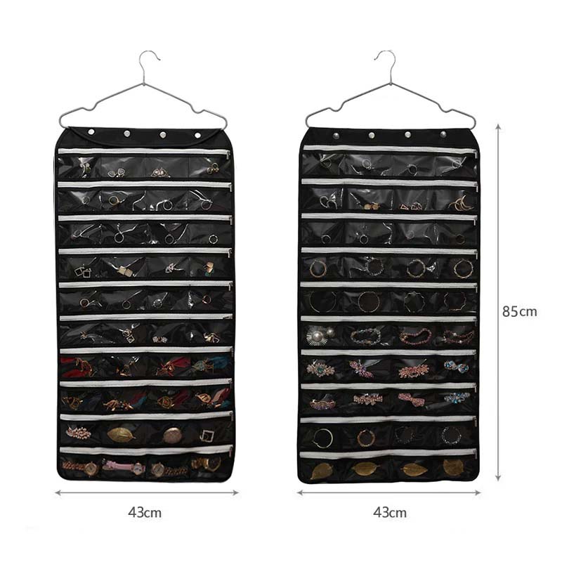 Fiasrel 80grids Jewelry bag hanging storage and hanging bag