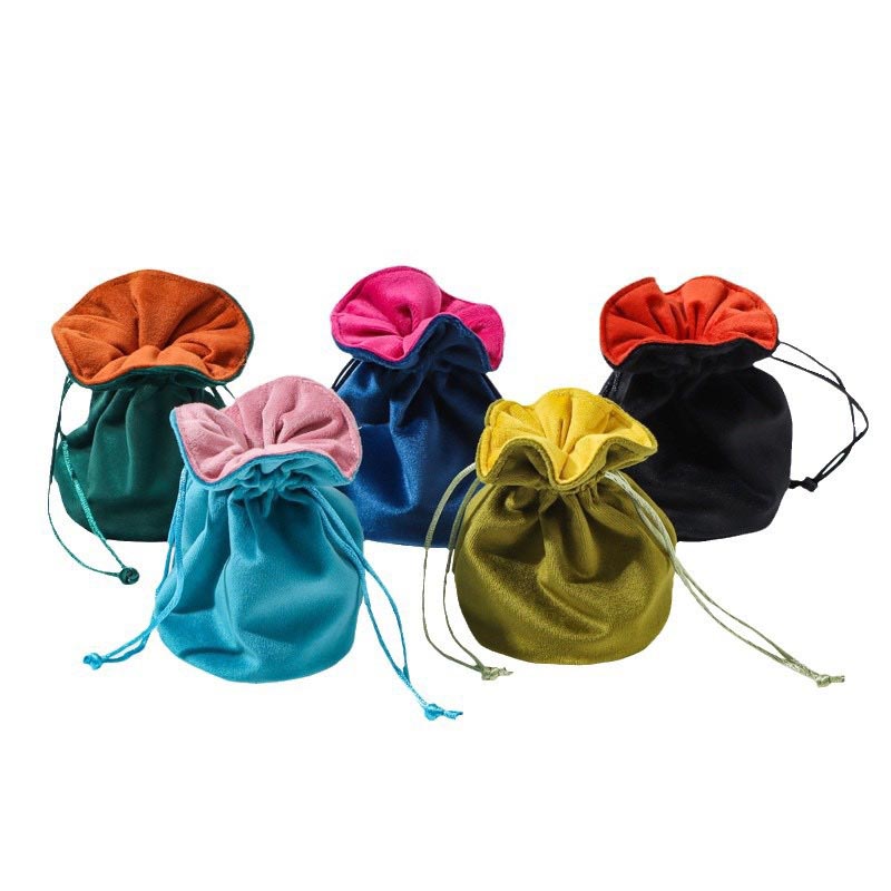 Fiasrel 12.5*6*1cm Velvet color-blocked jewelry bag