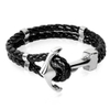 Fiasrel Stainless Steel Anchor Bracelet Silver Gold Metal Clasp Accessories Woven Men's Leather Bracelet Jewelry