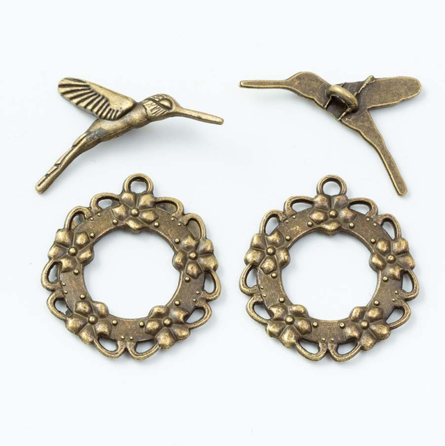 Fiasrel 10pcs Stainless Steel Hummingbird OT Toggle Clasps