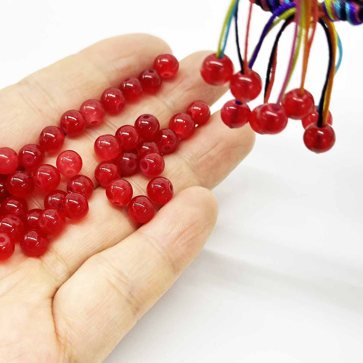 Fiasrel 20pcs Women Bracelet 6mm Beaded Macrame Bracelet End Beads