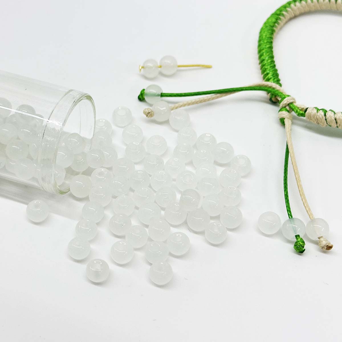 Fiasrel 20pcs Women Bracelet 6mm Beaded Macrame Bracelet End Beads